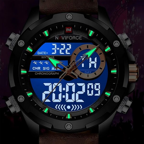 Reloj Naviforce 9208 Analógico Digital Hombre Cuero