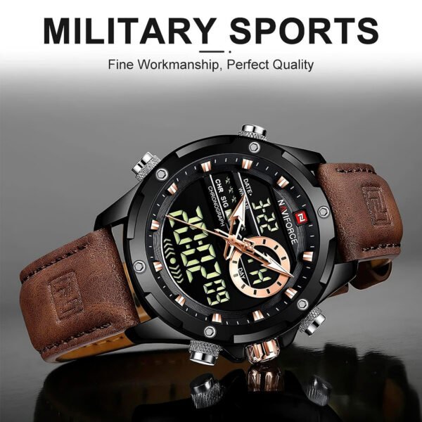 Reloj Naviforce 9208 Analógico Digital Hombre Cuero