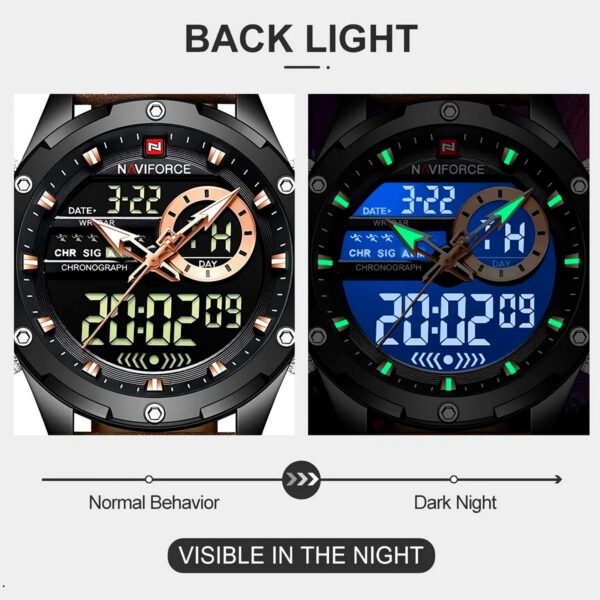Reloj Naviforce 9208 Analógico Digital Hombre Cuero