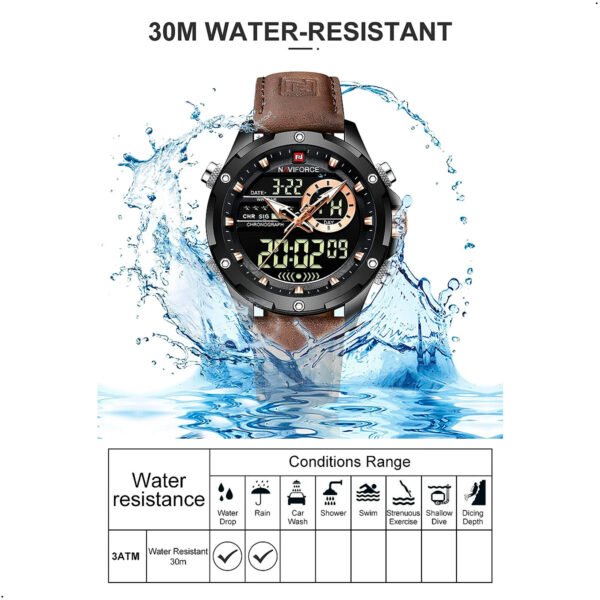 Reloj Naviforce 9208 Analógico Digital Hombre Cuero