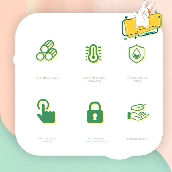 Nuevo Niños Taza De Paja De Acero Inoxidable Con Cubierta Caricatura Thermos Botella Hogar Cocina Botella De Agua Café Taza Térmica (3) Termo Para Niños Diseño Oso Caliente Frio 500 Ml Verde