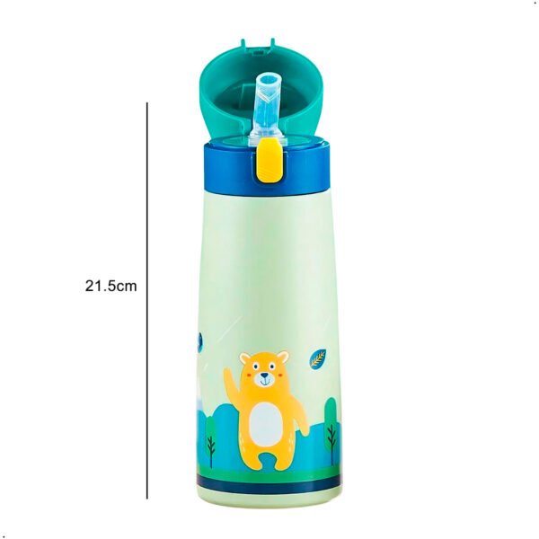 Nuevo Niños Taza De Paja De Acero Inoxidable Con Cubierta Caricatura Thermos Botella Hogar Cocina Botella De Agua Café Taza Térmica (7) Termo Para Niños Diseño Oso Caliente Frio 500 Ml Verde