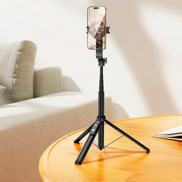 Palo selfie magnético Hoco con trípode de control remoto inalámbrico K25 negro (12) Trípode Soporte Selfie Stick Hoco K25 Bluetooth Magnetico