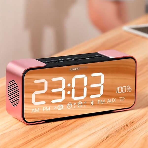 Parlante Reloj Despertador Lenovo L022 Rosado (4) Parlante Lenovo L022 Reloj Despertador Radio Bluetooth