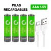 Pilas Recargables Aaa 1.5v Carga Tipo C + Cable Usb Cafini