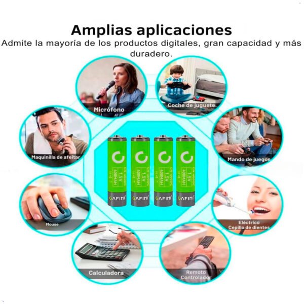 Pilas Recargables Aaa 1.5v Carga Tipo C + Cable Usb Cafini