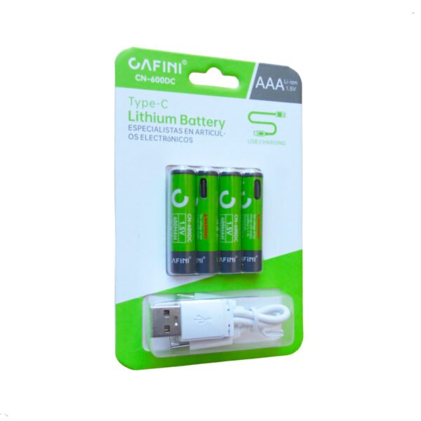 Pilas Recargables Aaa 1.5v Carga Tipo C + Cable Usb Cafini