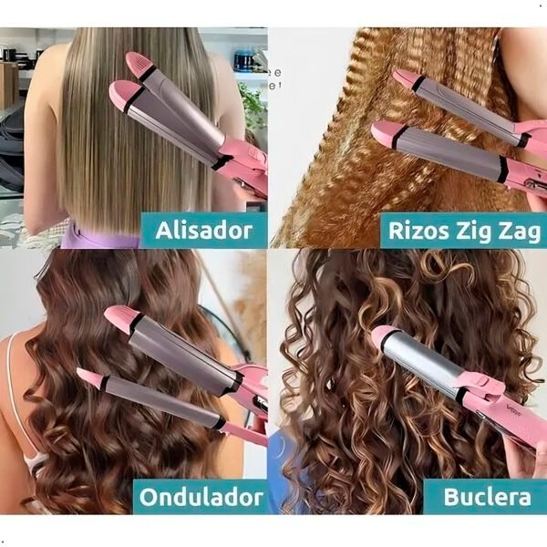 Plancha Vgr 4 En 1 Alisador Ondulador Buclera Rizos Zig Zag