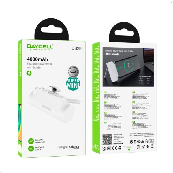 Power bank Daycell 4000 mAh Cargador portatil (2) Power Bank Portatil Tipo C Daycell 4000mah Db29