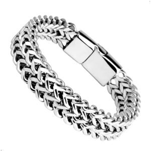 Pulsera Trenzada De Acero Inoxidable Con Hebilla Magnética