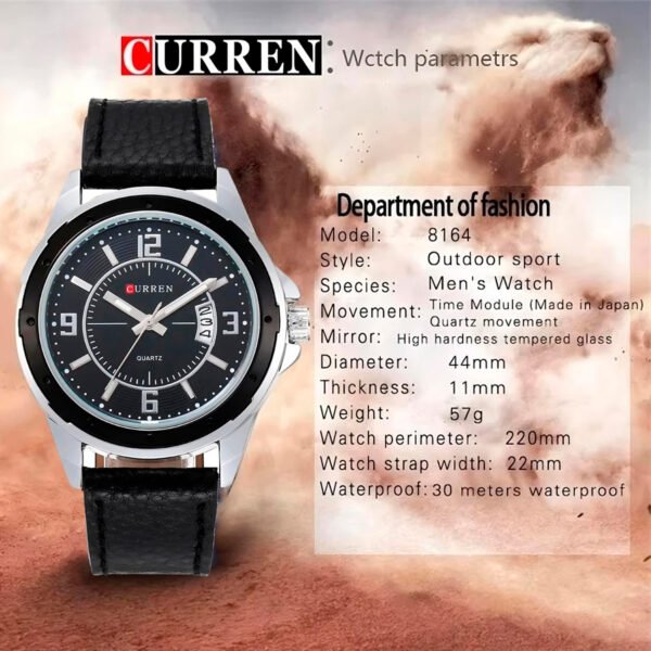 Reloj CURREN 8124,8208,8192,8230 de fábrica para hombre, calendario, reloj deportivo militar para hombre, reloj de pulsera con correa de cuero PU original de lujo (2) Reloj Curren Modelo 8124 Analogo Con Calendario