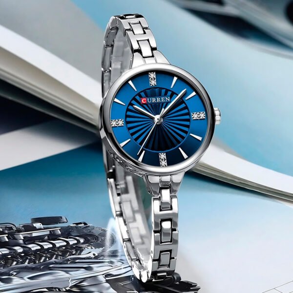 Reloj CURREN 9097 de cuarzo informal para mujer, elegante diseño Simple, resistente al agua, correa de acero inoxidable, reloj de pulsera de negocios a la moda para mujer ( (4) Reloj Pulsera Mujer Curren 9097 En Acero Inoxidable Plateado