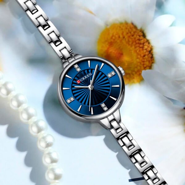 Reloj CURREN 9097 de cuarzo informal para mujer, elegante diseño Simple, resistente al agua, correa de acero inoxidable, reloj de pulsera de negocios a la moda para mujer ( (8) Reloj Pulsera Mujer Curren 9097 En Acero Inoxidable Plateado