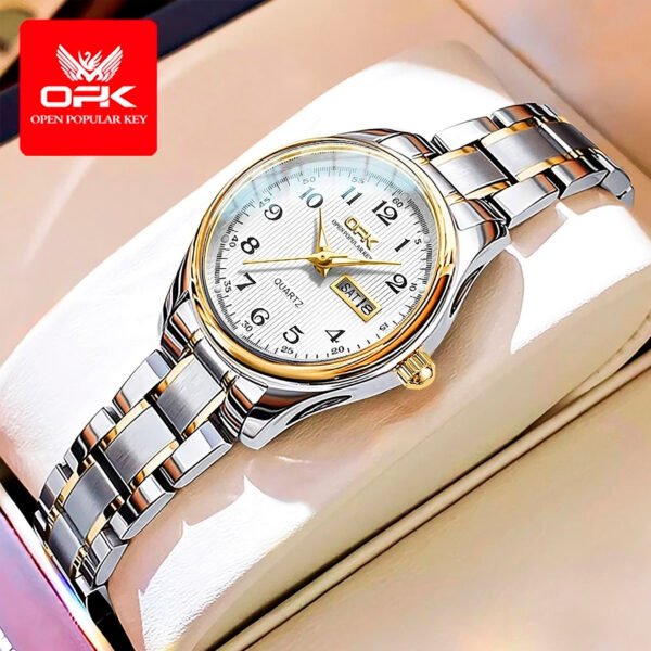 Reloj OPK 8110 para Mujer, Reloj de cuarzo resistente al agua, Reloj clásico de marca de lujo para Mujer, relojes con correa de acero inoxidable, Reloj para Mujer (13) Reloj Mujer Opk 8110 Analogo Visualización De Semana Acero