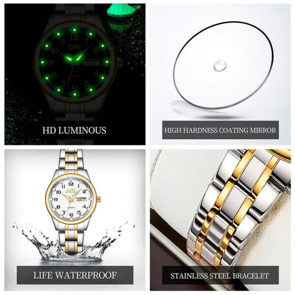 Reloj OPK 8110 para Mujer, Reloj de cuarzo resistente al agua, Reloj clásico de marca de lujo para Mujer, relojes con correa de acero inoxidable, Reloj para Mujer (2) Reloj Mujer Opk 8110 Analogo Visualización De Semana Acero