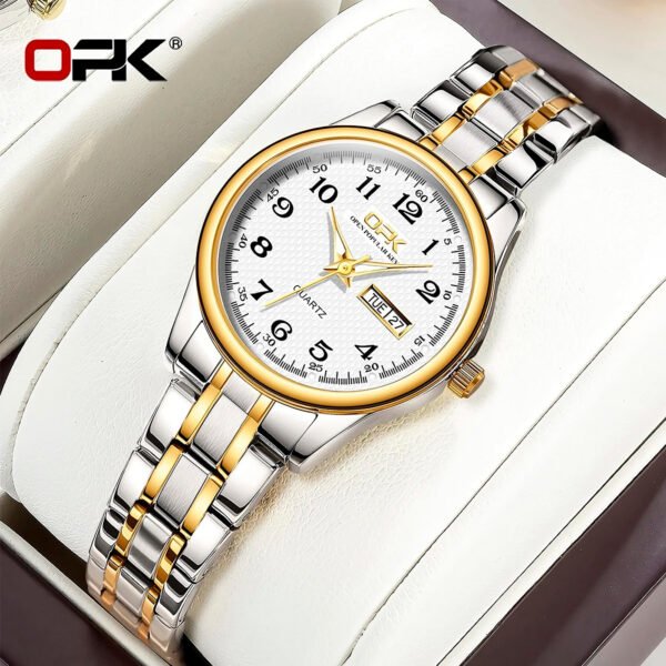 Reloj OPK 8110 para Mujer, Reloj de cuarzo resistente al agua, Reloj clásico de marca de lujo para Mujer, relojes con correa de acero inoxidable, Reloj para Mujer (3) Reloj Mujer Opk 8110 Analogo Visualización De Semana Acero