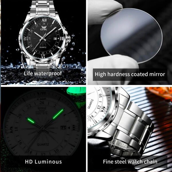 Reloj de cuarzo para hombre con doble calendario y correa de acero marca OPK 6003 (4) Reloj Hombre Original Opk 6003 Cuarzo
