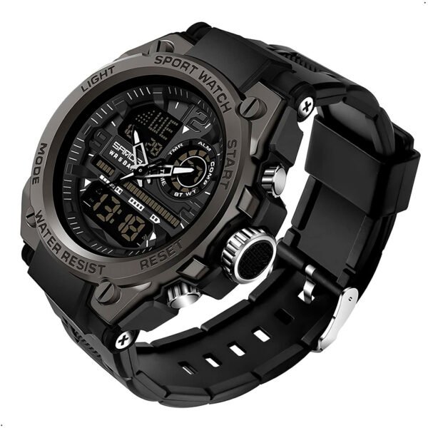 Reloj Deportivo Para Hombre Sanda 6024 Pantalla Dual Led Negro