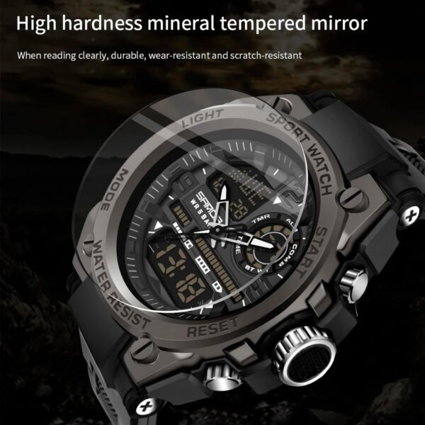 Reloj Deportivo Para Hombre Sanda 6024 Pantalla Dual Led Negro
