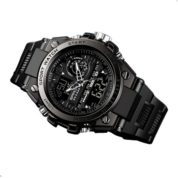 Reloj Deportivo Para Hombre Sanda 6024 Pantalla Dual Led Negro