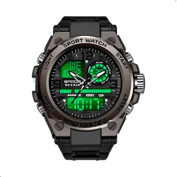 Reloj Deportivo Para Hombre Sanda 6024 Pantalla Dual Led Negro
