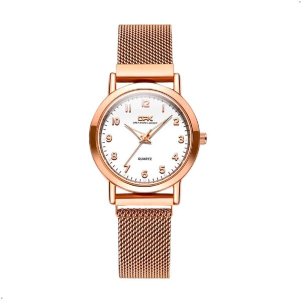 Relok OPK 8115 relojes de mujer Reloj de pulsera original de moda Simple para mujer correa de malla de acero inoxidable Reloj luminoso resistente al agua (12) Reloj Opk De Pulsera Para Mujer Color Oro Rosa Modelo 8115