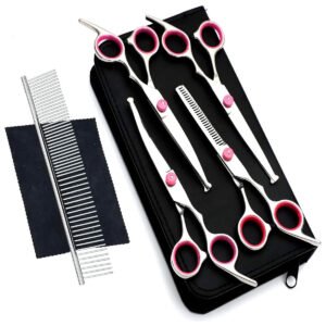 Set 4 Tijeras Acero Para El Cuidado De Mascotas En Acero