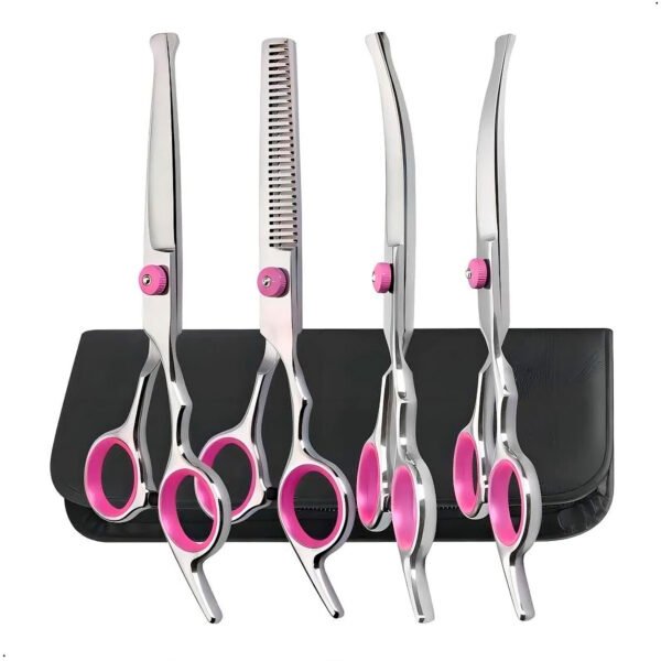 Set de 4 tijera y peine para mascota perro, gato Corte pelo mascota (15) Set 4 Tijeras Acero Para El Cuidado De Mascotas En Acero