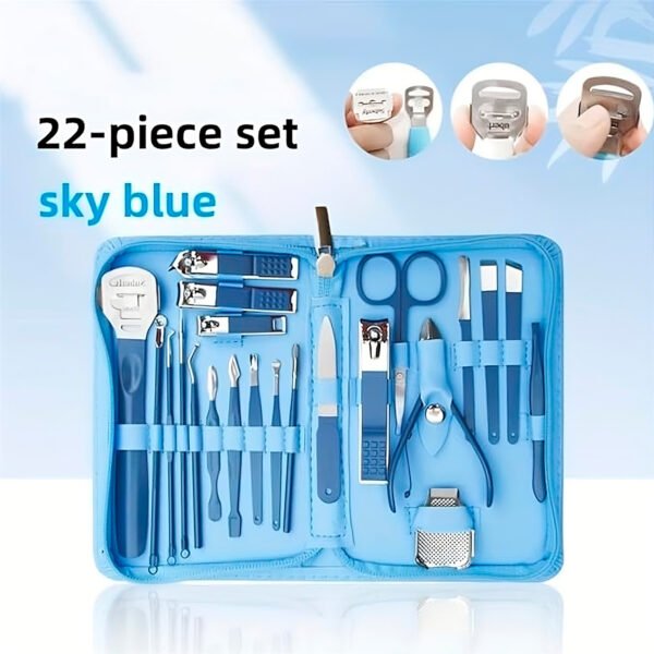 Set Manicura Pedicura Estuche 22 En 1 Kit Acero Inoxidable