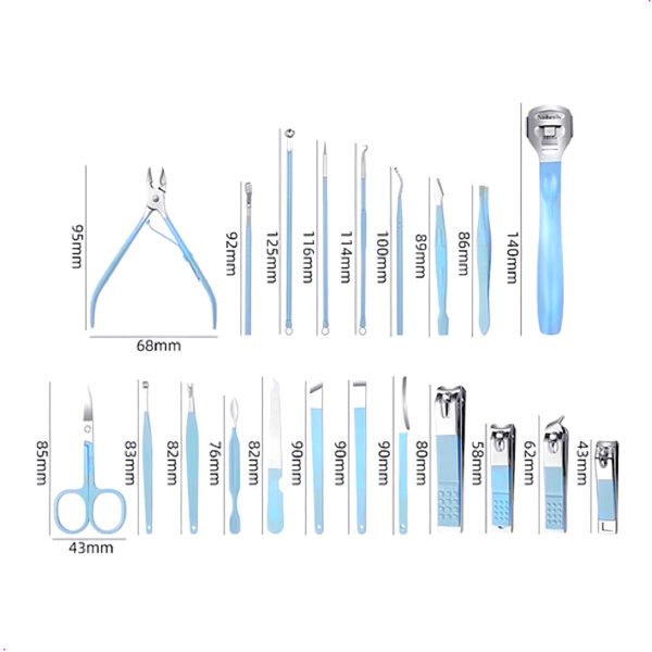 Set Manicura Pedicura Estuche 22 En 1 Kit Acero Inoxidable