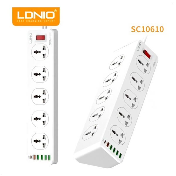 Regleta Ldnio Tomacorriente Pd 20w Carga Rapida 6 Puertos usb