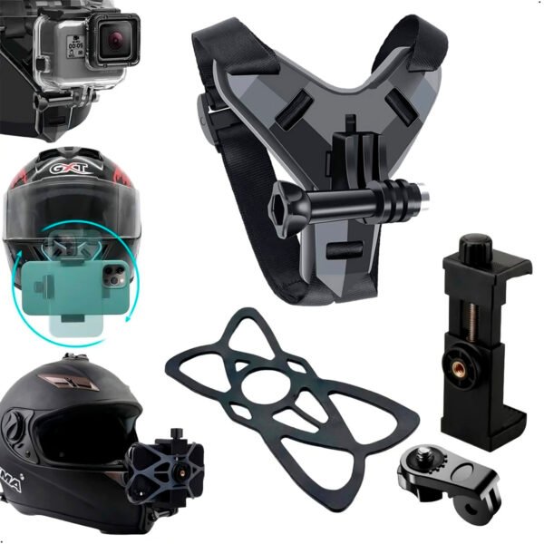 Soporte de teléfono para casco de motocicleta, soporte para GoPro Hero13 12 10 9 8, soporte para cámara deportiva de acción, cámara para motocicleta (2) Soporte Camara Accion Gopro, Celular Para Casco De Moto