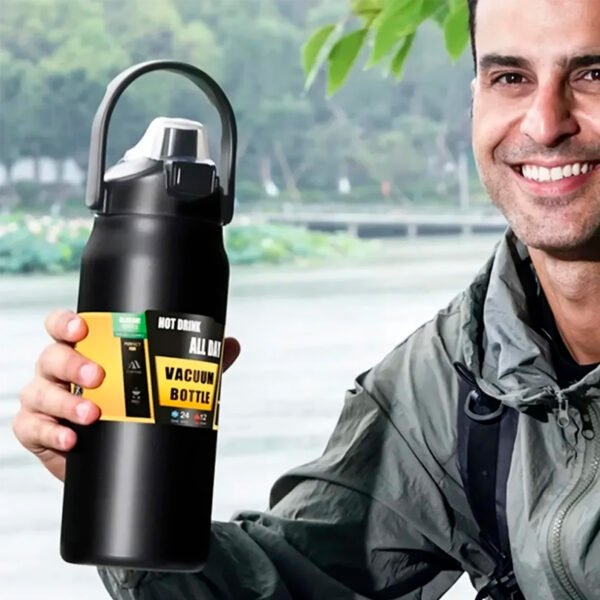Termos Portátiles con Paja Deporte al Aire Libre 304 Taza Térmica de Acero Inoxidable Tumbler Travel Frascos de Vacío al Aire Libre Botella de Agua (1 (8) Botella Acero Inoxidable Termo Mantine Caliente Frio 1500ml