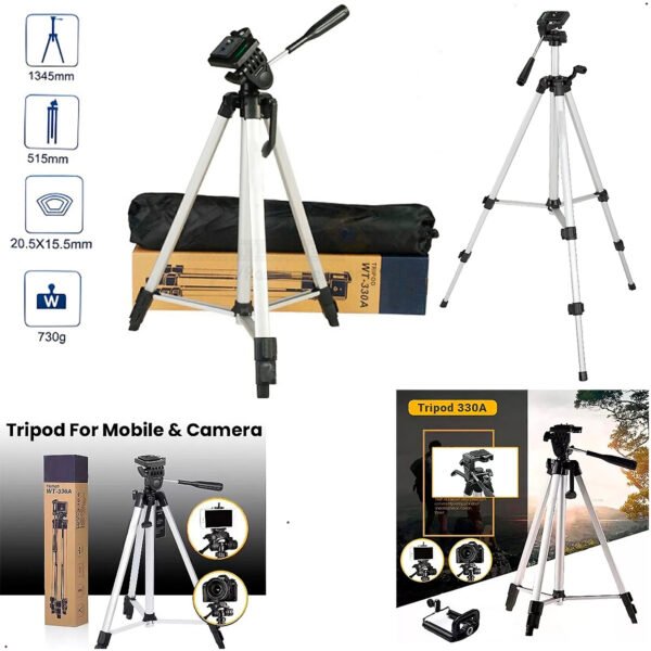 Tripode Profesional aleacion de aluminio 1345mm Para camara profesional Go pro y celular (6) Tripode Para Camara Y Celulares 134.5cm Altura Adaptador De Celular