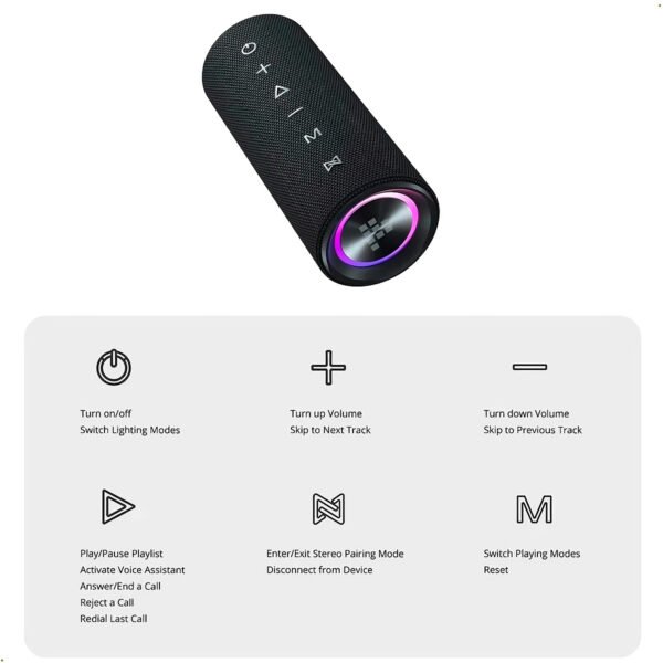 Tronsmart Mirtune C2 Parlante Portátil de 24W IPX7 bateria hasta 24 Horas Impermeable (8) Tronsmart Mirtune C2 Parlante Bluetooth 24w Ipx7 Bt 5.3