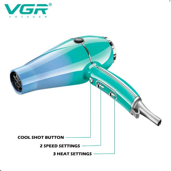 VGR-secador pelo profesional de alta potencia, herramienta de peinado para el cuidado cabello, protección contra sobrecalentamiento, secado de viento fuerte, 2400W VGR V 452 (4) Secadora De Cabello Profesional Vgr Motor Ac V-452