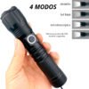 Linterna Led Cafini Recargable Zoom Telescopico De Bolsillo