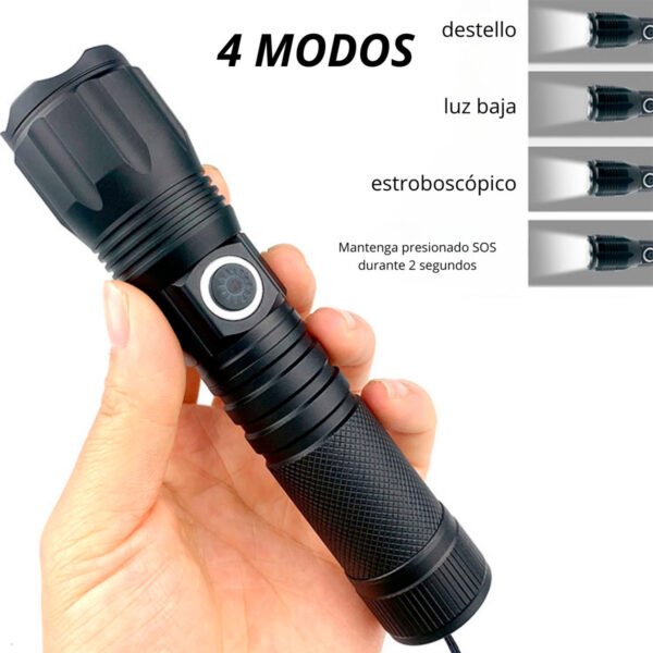 Linterna Led Cafini Recargable Zoom Telescopico De Bolsillo