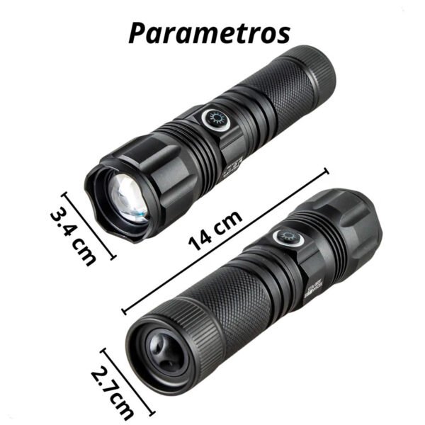 Linterna Led Cafini Recargable Zoom Telescopico De Bolsillo