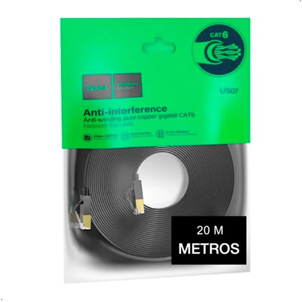 CABLE HOCO US07 RED INTERNET CAT 6E US07 ETHERNET RJ45 20 METROS (1) Cable Internet Rj45 Hoco Us07 De Cobre Puro Categoría 6 De 20 Mts
