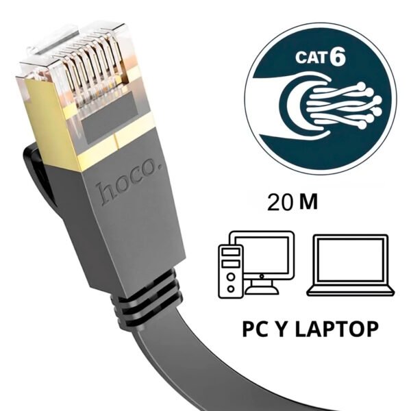 CABLE HOCO US07 RED INTERNET CAT 6E US07 ETHERNET RJ45 20 METROS (2) Cable Internet Rj45 Hoco Us07 De Cobre Puro Categoría 6 De 20 Mts