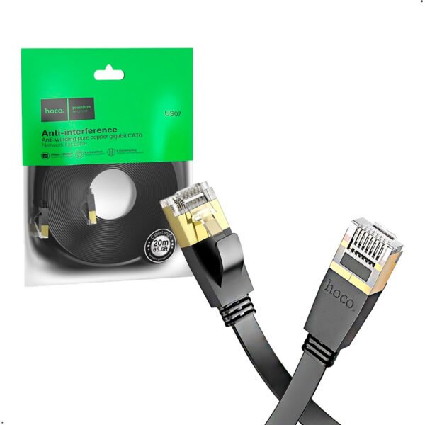 CABLE HOCO US07 RED INTERNET CAT 6E US07 ETHERNET RJ45 20 METROS (4) Cable Internet Rj45 Hoco Us07 De Cobre Puro Categoría 6 De 20 Mts