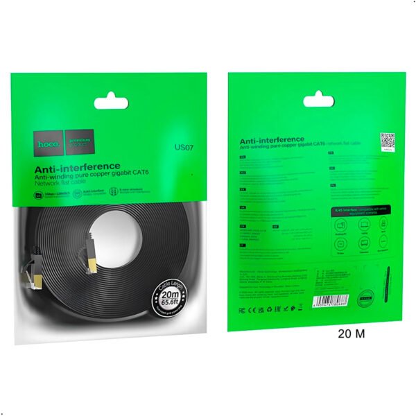 CABLE HOCO US07 RED INTERNET CAT 6E US07 ETHERNET RJ45 20 METROS (6) Cable Internet Rj45 Hoco Us07 De Cobre Puro Categoría 6 De 20 Mts