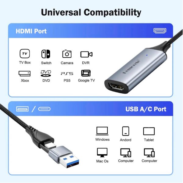 Capturadora De Video Hdmi Lemorele Externa Gamer 1080p