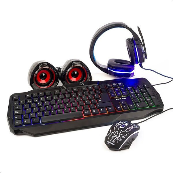 Combo Teclado Mouse Gamer Halion 5 En 1 Racer Ha-830c Negro