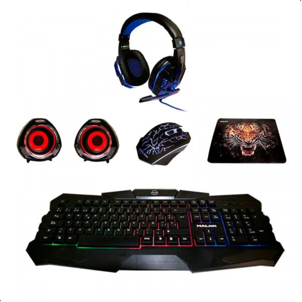 Combo Teclado Mouse Gamer Halion 5 En 1 Racer Ha-830c Negro