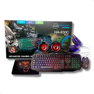 Combo Teclado Mouse Gamer Halion 5 En 1 Racer Ha-830c Negro
