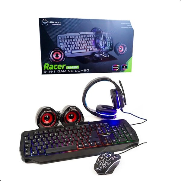 Combo Teclado Mouse Gamer Halion 5 En 1 Racer Ha-830c Negro