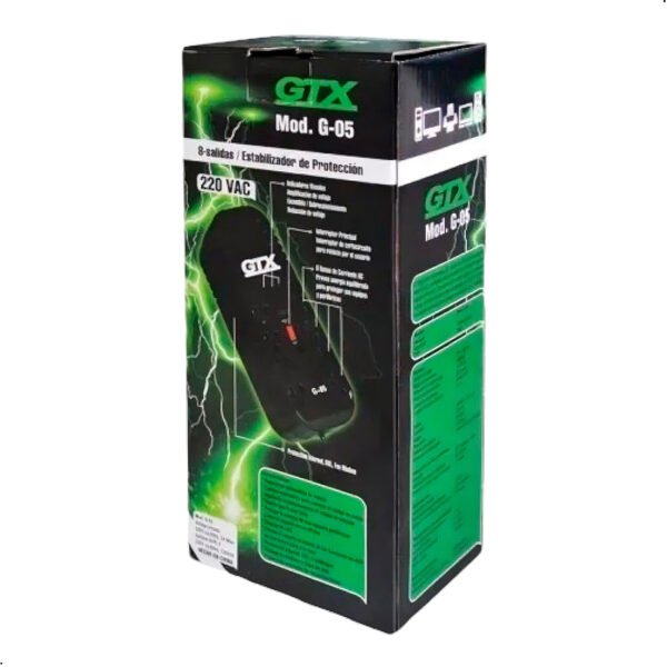 Estabilizador Gtx Mod G-05 USB De 8 Tomas 1200va-voltaje De 220 vac