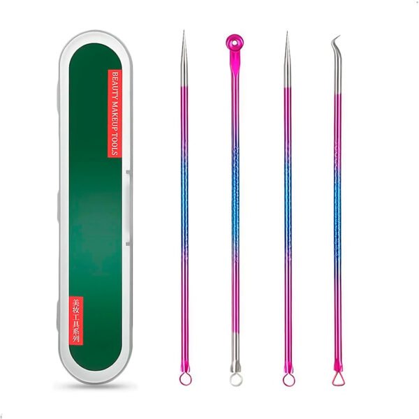 Kit Extractor De Espinillas Y Puntos Negros 4 Unidades Acero